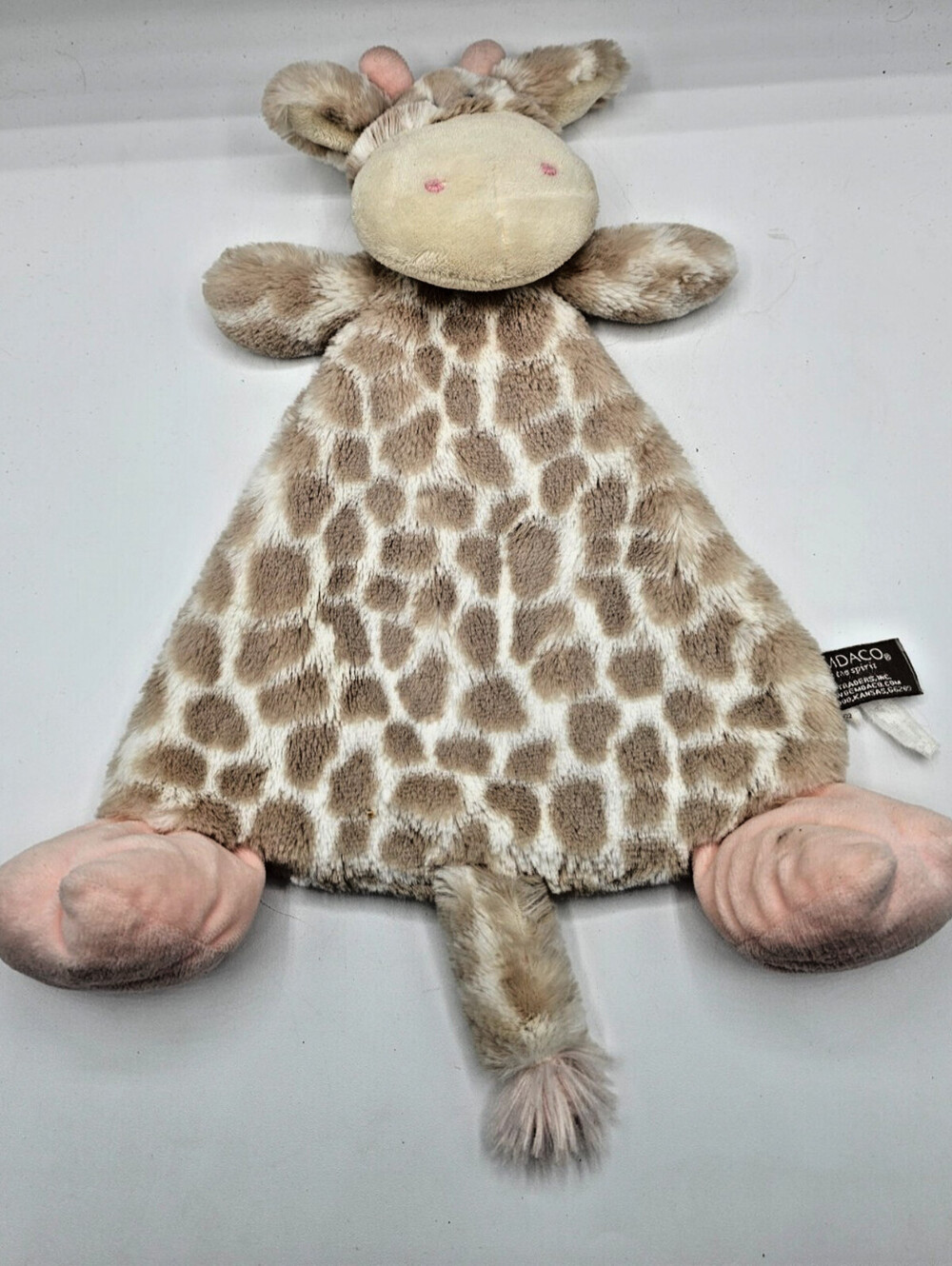Demdaco Nat & Jules Sadie Giraffe plush lovey rattle security blanket